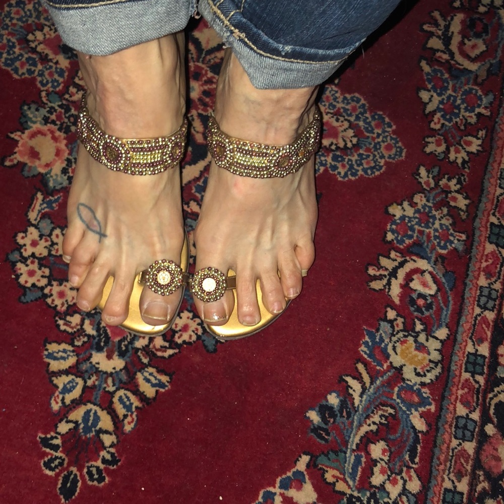 Beaded kitten heel sandals